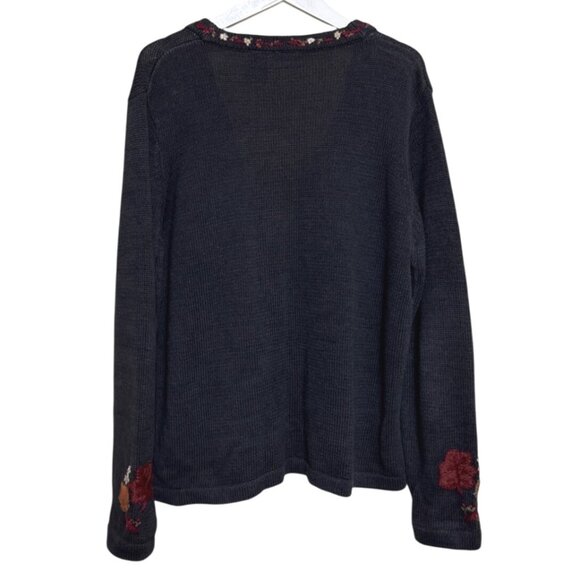 Vintage Bobbie Brooks Womens Gray Fall Cardigan Sweater Embroidered Sz XL 16/18 - Picture 7 of 15